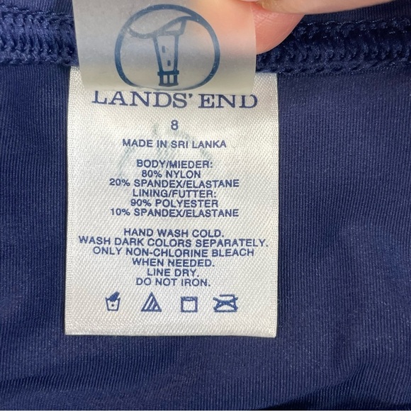 Lands End Tankini Set Navy Blue Sz 8 Cinch Ruched Vacation Beach Cruise Swim - Picture 3 of 15